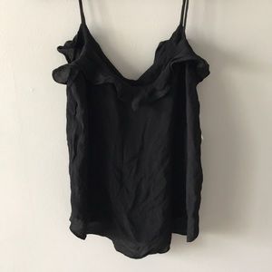 Black tank top with ruffles